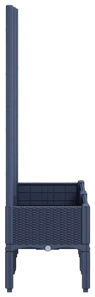Vaso/floreira de jardim c/ treliça 80x40x142 cm PP cinzento azul
