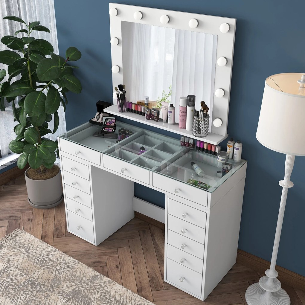 Mesa de Maquilhagem BJ118 – Branco – 120x79,8x44,5 cm