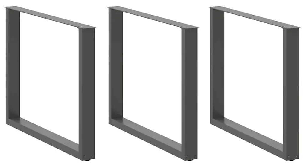 Pés para mesa de jantar em formato de U, 2 peças, antracite, 100x(72-7