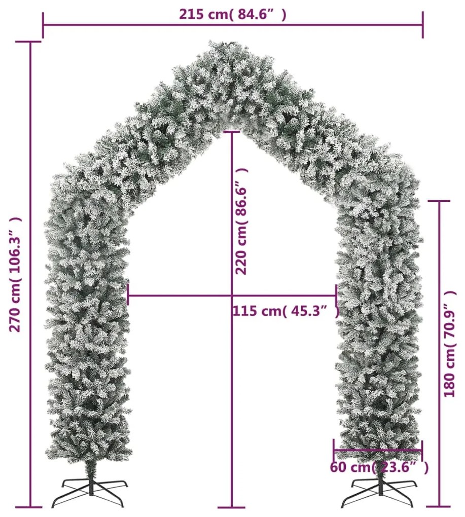 Grinalda de Natal com flocos de neve 270 cm