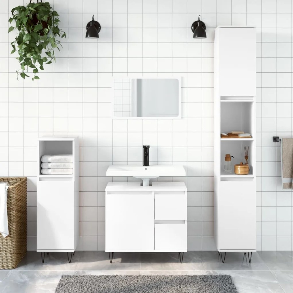 831534 vidaXL Armário WC 30x30x190 cm derivados de madeira branco brilhante