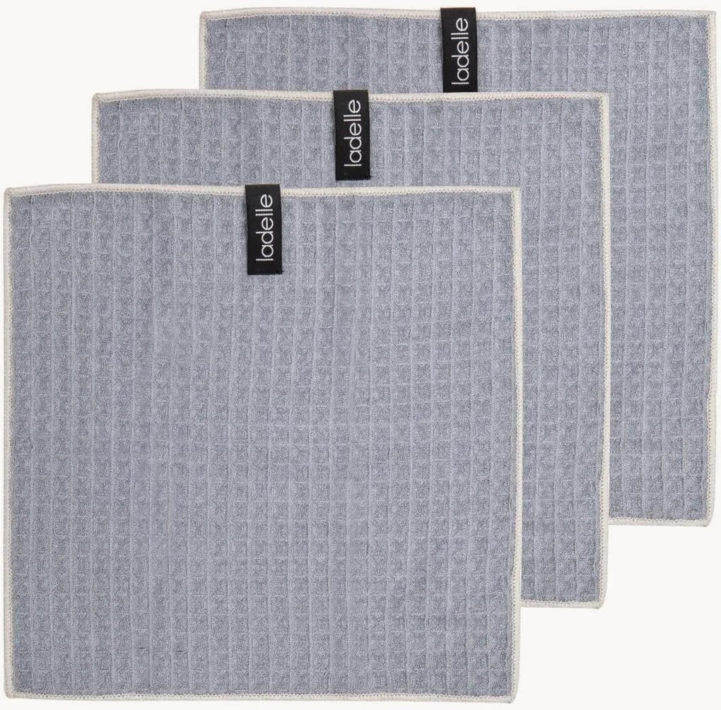 Panos de cozinha com textura de favo de mel Grey, conjunto de 3