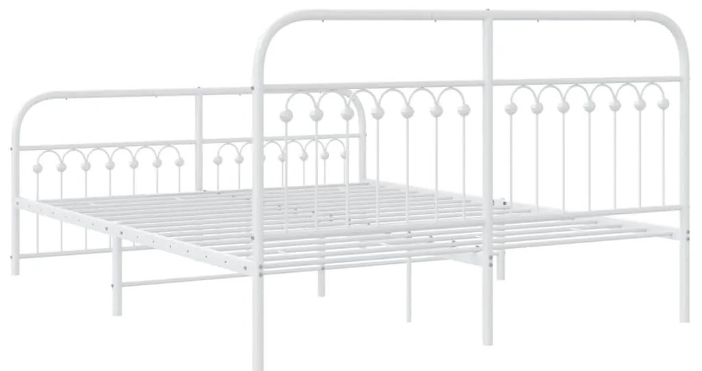 Estrutura de cama com cabeceira e pés 160x200 cm metal branco