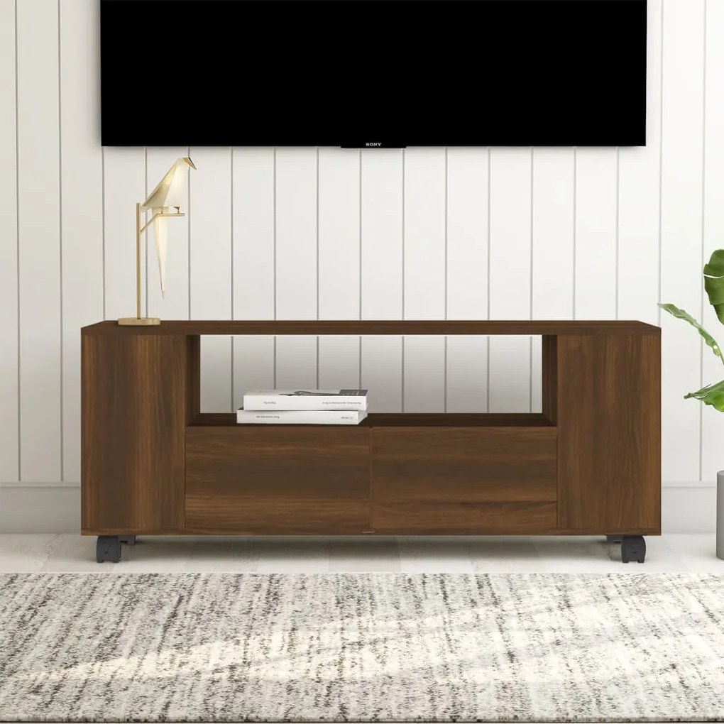 vidaXL Móvel de TV 120x35x48 cm derivados de madeira carvalho castanho