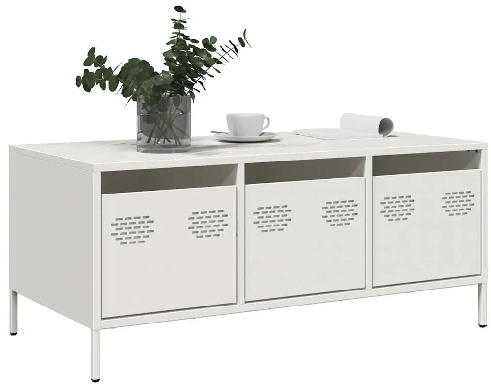 Mesa de centro 101,5x50x43,5 cm aço laminado a frio branco