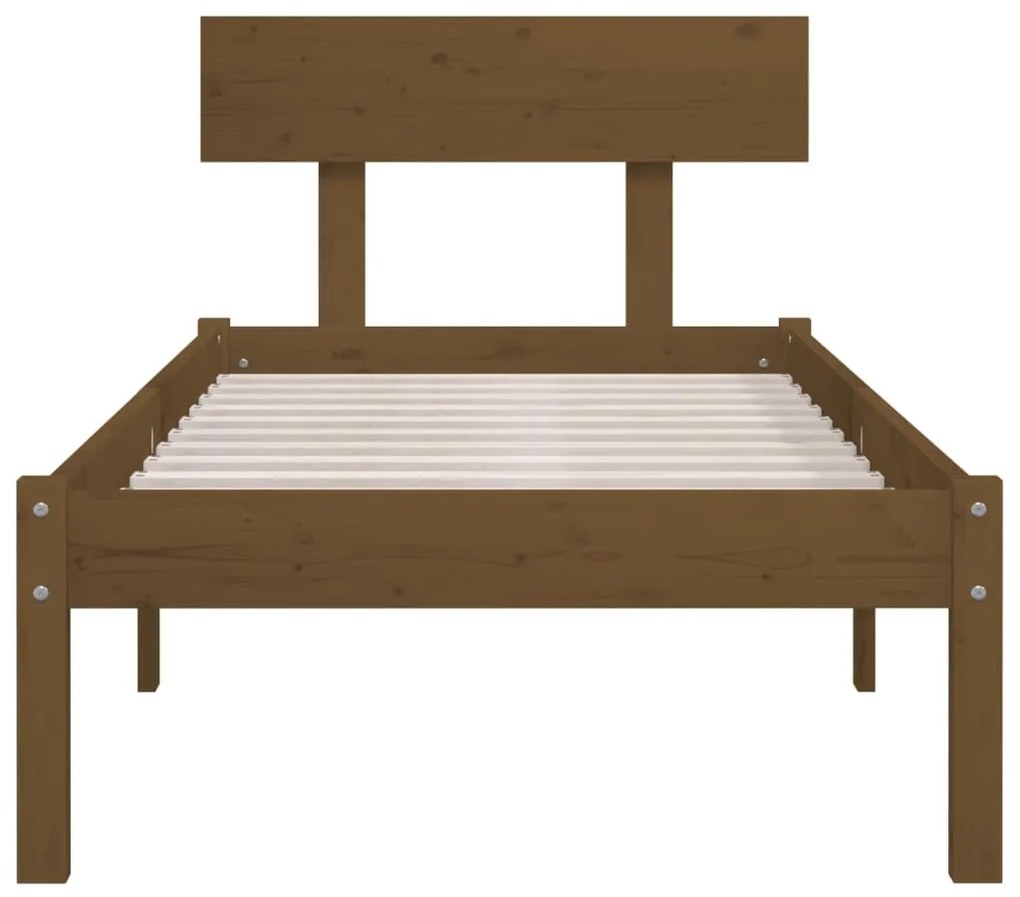 Estrutura de cama solteiro 90x190 cm pinho maciço castanho mel