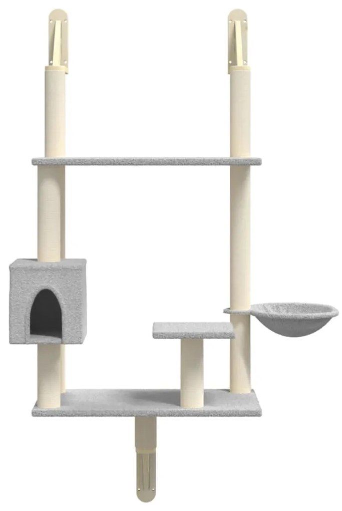 Árvore parede p/ gatos c/ poste arranhador 153 cm cinza-claro