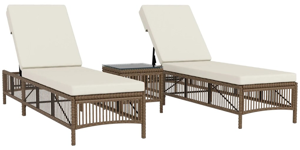 Conjunto de 2 Espreguiçadeiras de Jardim Espreguiçadeiras de Vime Sint