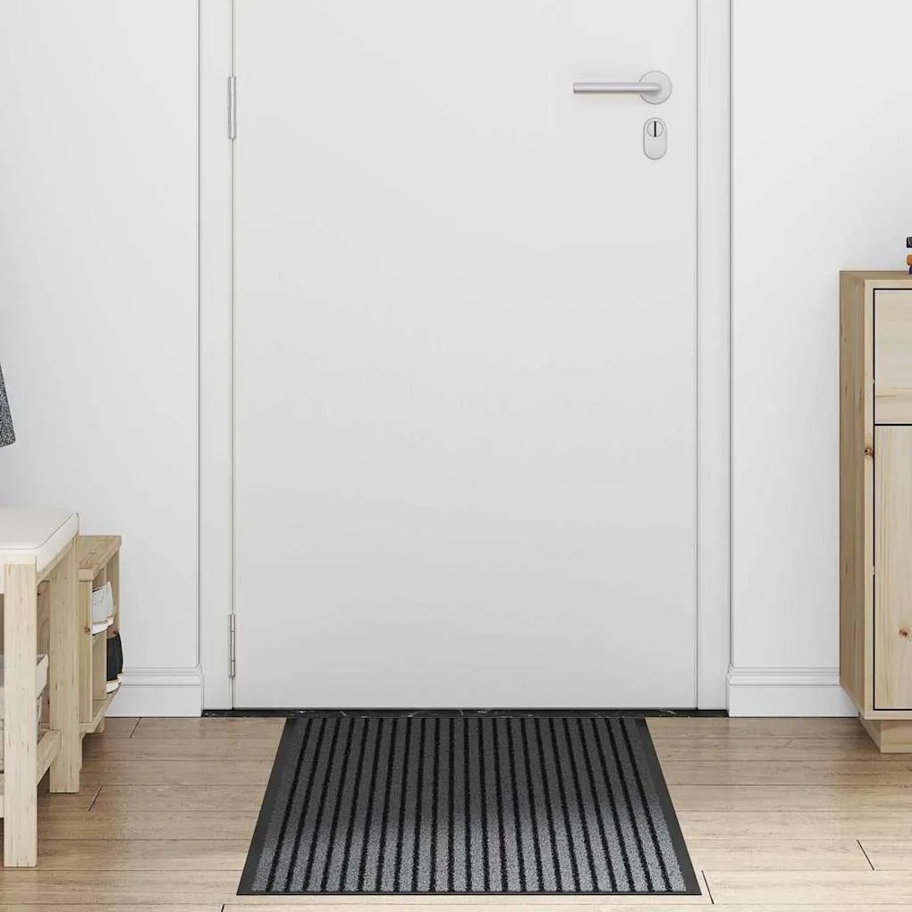 vidaXL Tapete de Entrada Preto e Cinza 60 x 150 cm Polipropileno, PVC