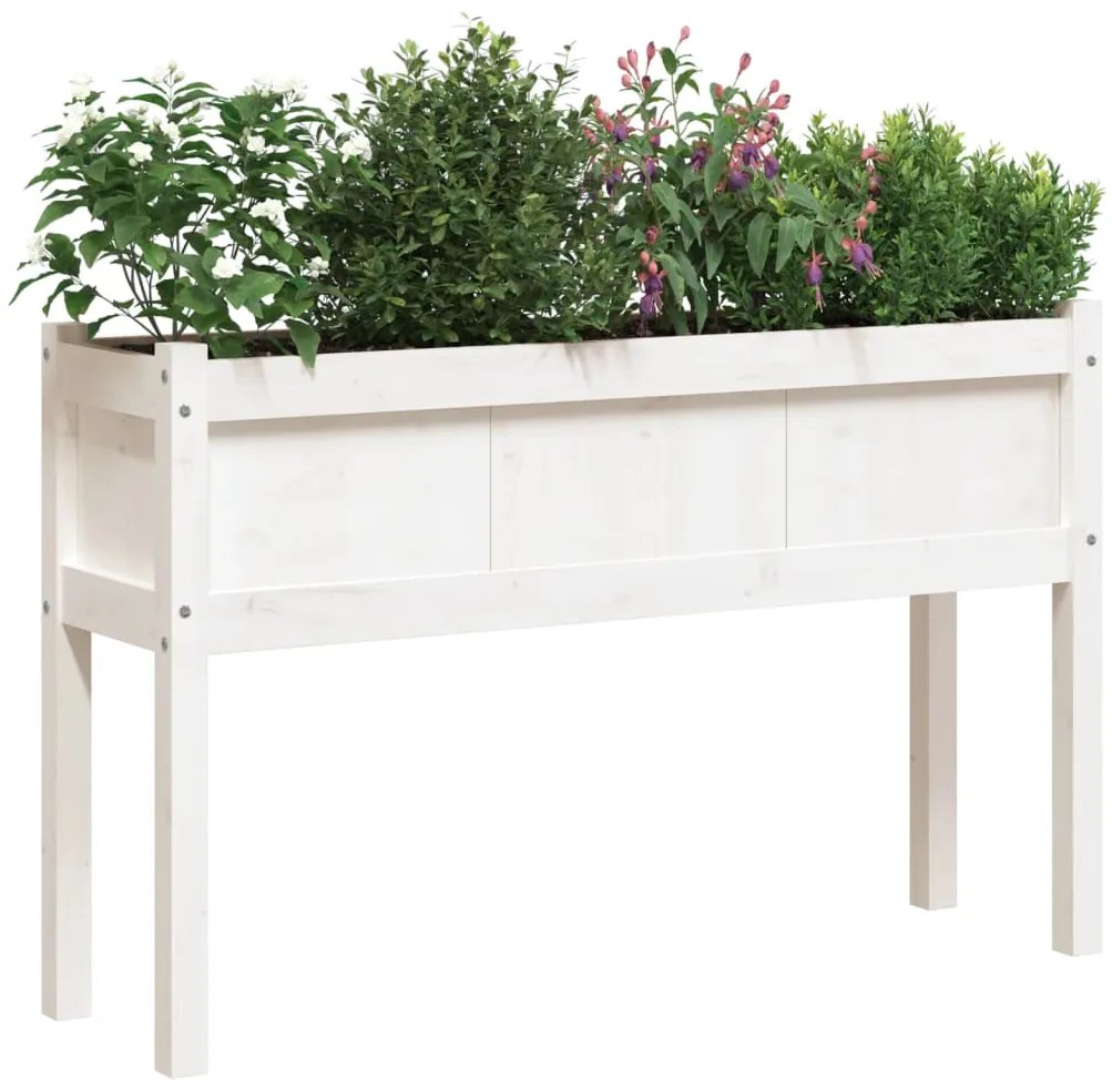 Vasos/floreiras de jardim com pernas 2 pcs pinho maciço branco