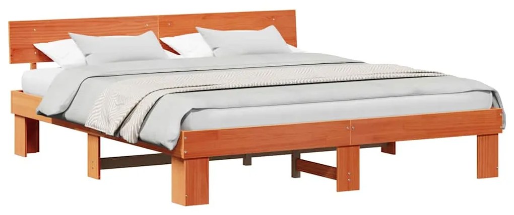Estrutura da Cama Castanho-mel 180 x 200 cm Madeira de Pinheiro
