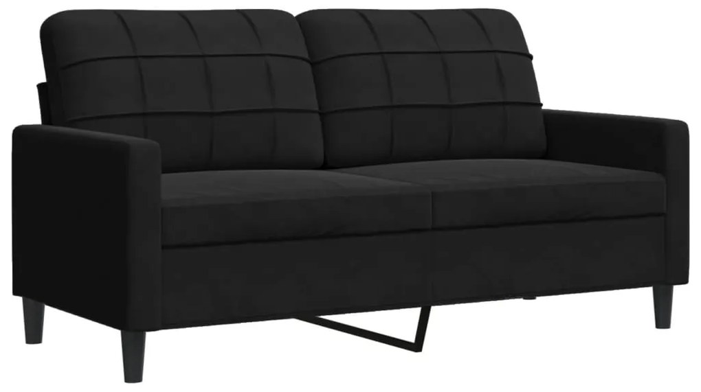 2 pcs conjunto de sofás com almofadões e rolos veludo preto