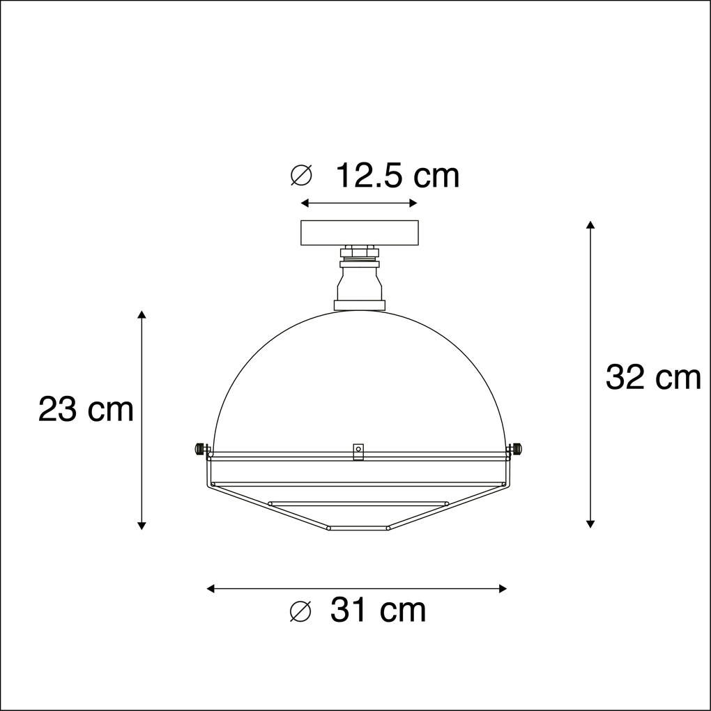 Candeeiro de teto industrial prata antiga 32 cm - Course Industrial