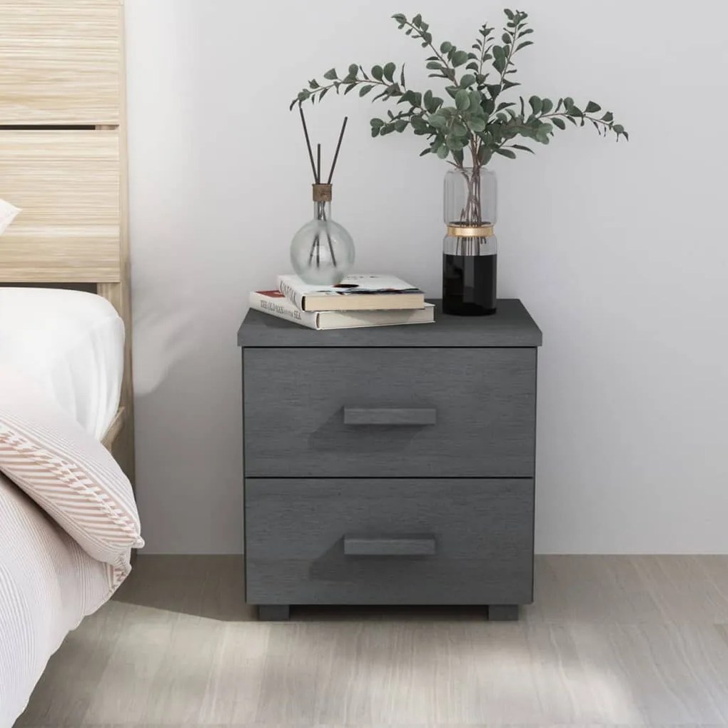 Mesa de cabeceira HAMAR 40x35x44,5 cm pinho maciço cinza-escuro