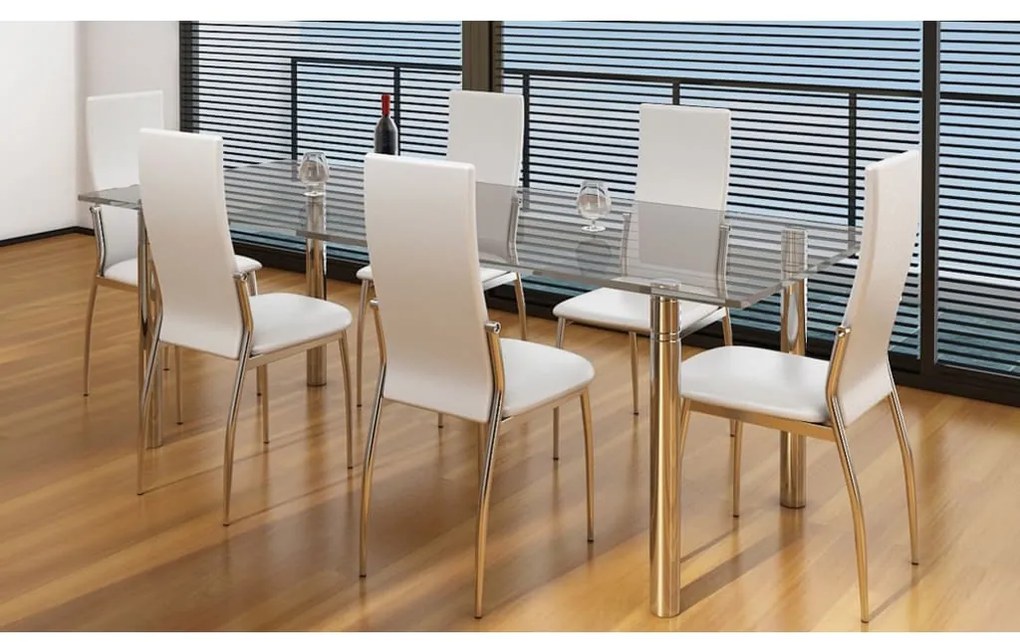 Cadeiras de jantar 6 pcs couro artificial branco