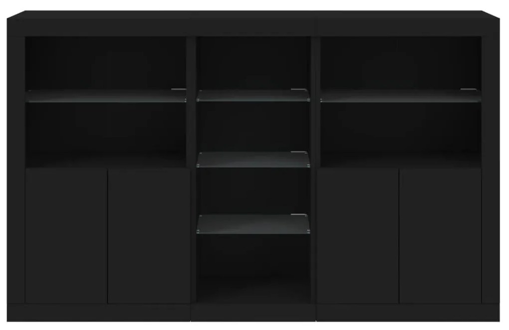 Aparador com luzes LED 162x37x100 cm preto