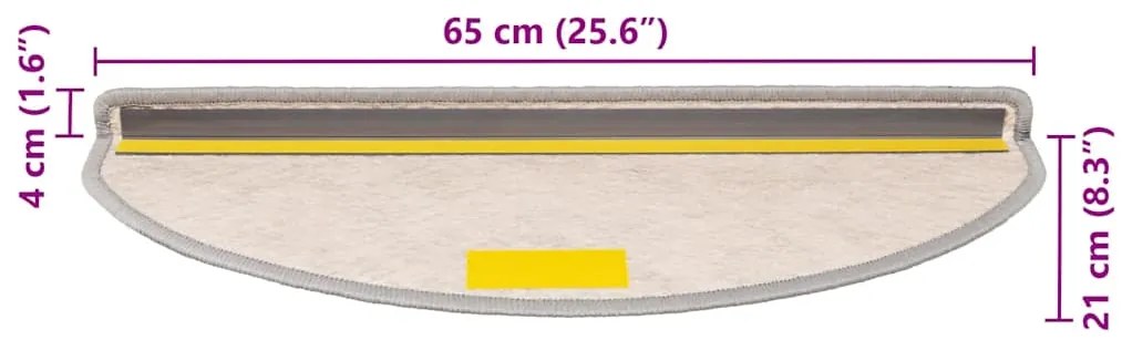 Tapetes escada adesivos aspeto sisal 15pcs 65x21x4 cm platinado