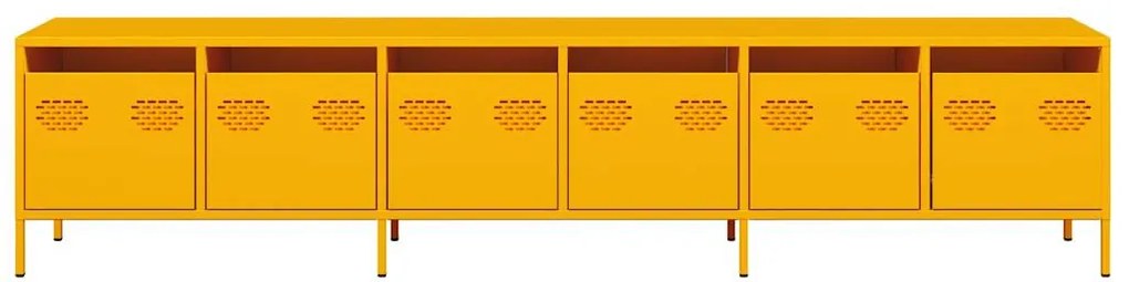 Móvel de TV 202x39x43,5 cm aço laminado a frio amarelo mostarda