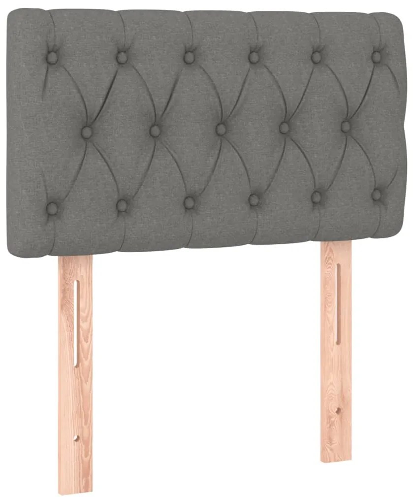 Cama box spring c/ colchão e LED 80x200 cm tecido cinza-escuro