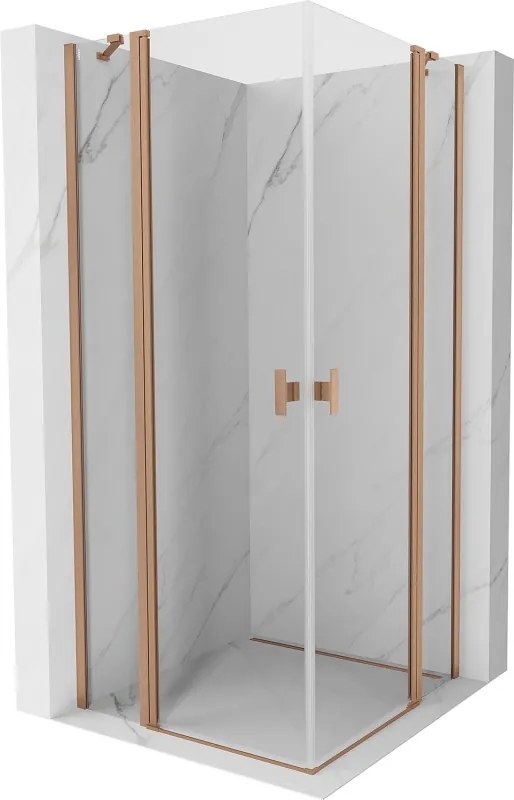 Mexen Mist Duo cabine de duche de abertura externa 70 x 70 cm, transparente, cobre escovado - 8A4-070-070-65-00