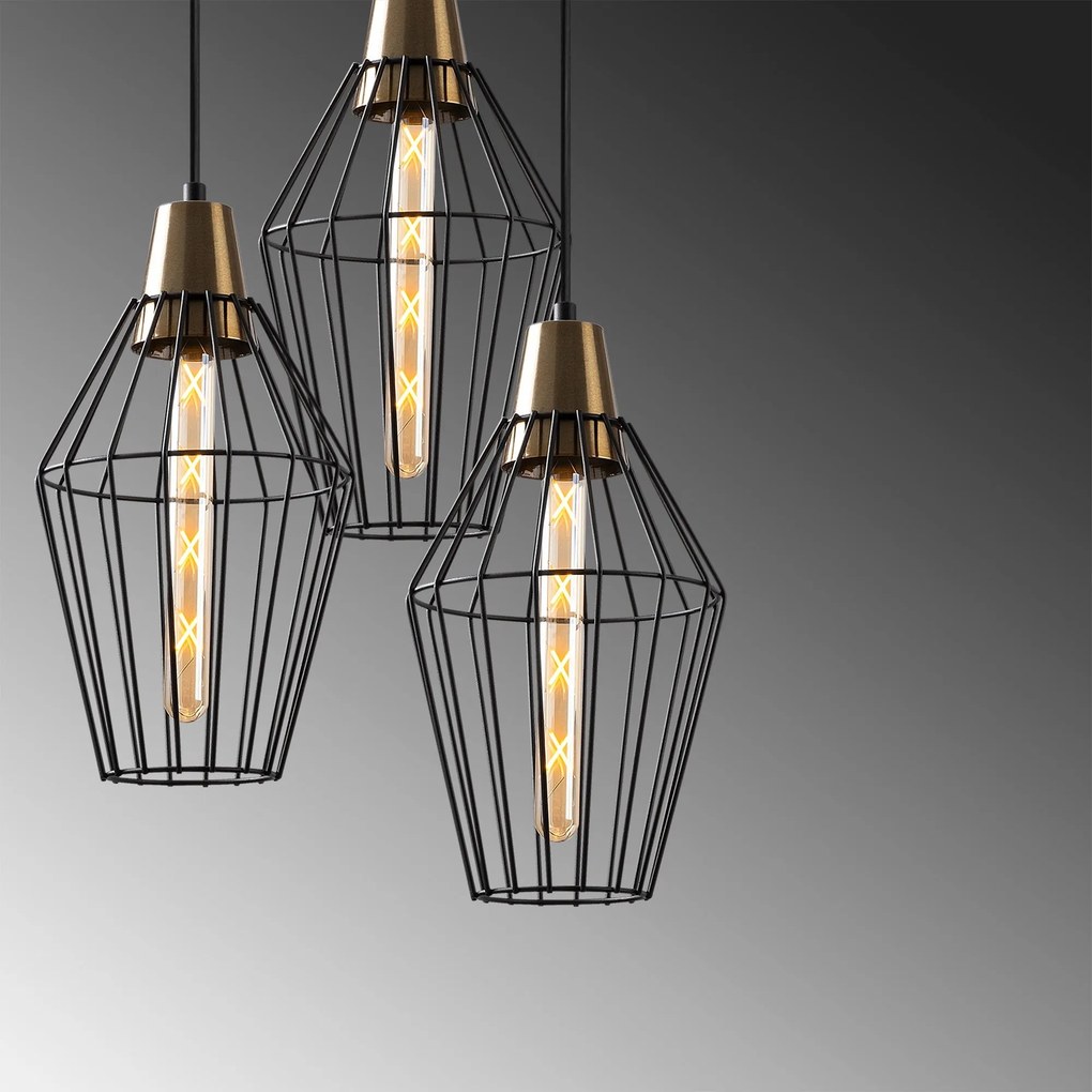 Candeeiro de Teto Wire – Preto – 44 x 44 cm
