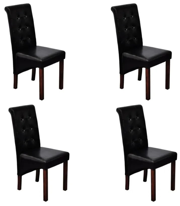 vidaXL Cadeiras de jantar 4 pcs couro artificial preto