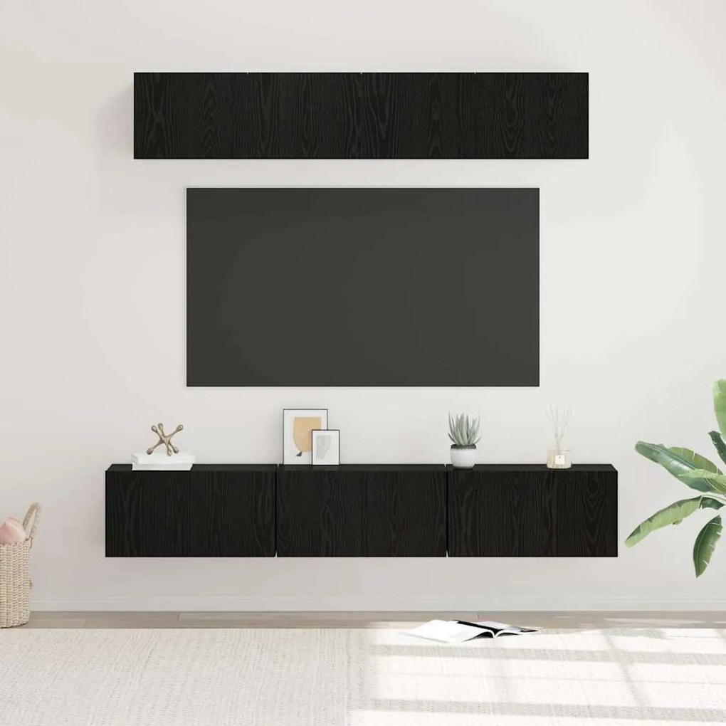 Conjunto de móvel de TV com prateleira com armazenamento com porta 5 p