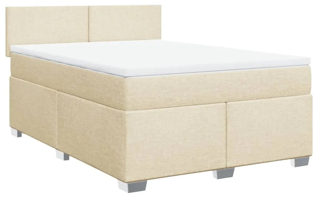 Cama com molas/colchão 140x200 cm tecido cor creme