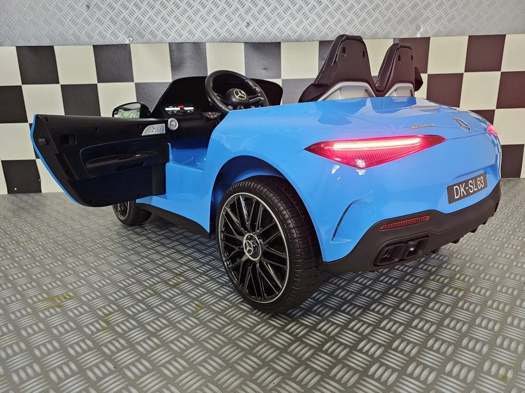 Carro elétrico para crianças Mercedes SL63 12V Pneus Borracha, Mp3, 4x4, Luzes AZUL METALIZADO
