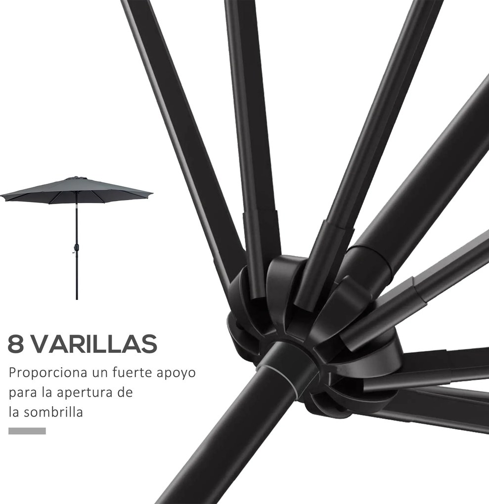 Chapéu de Sol de Jardim Ø295x250cm com Manivela Chapéu de Sol Exterior