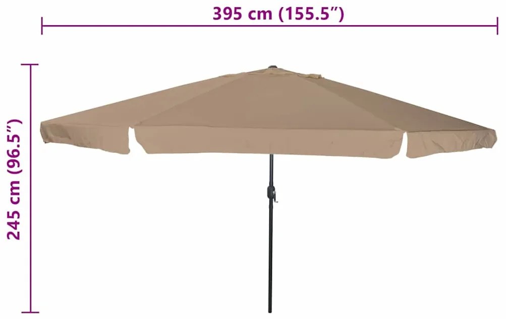 Parasol de Jardim 395 x 245 cm Taupe