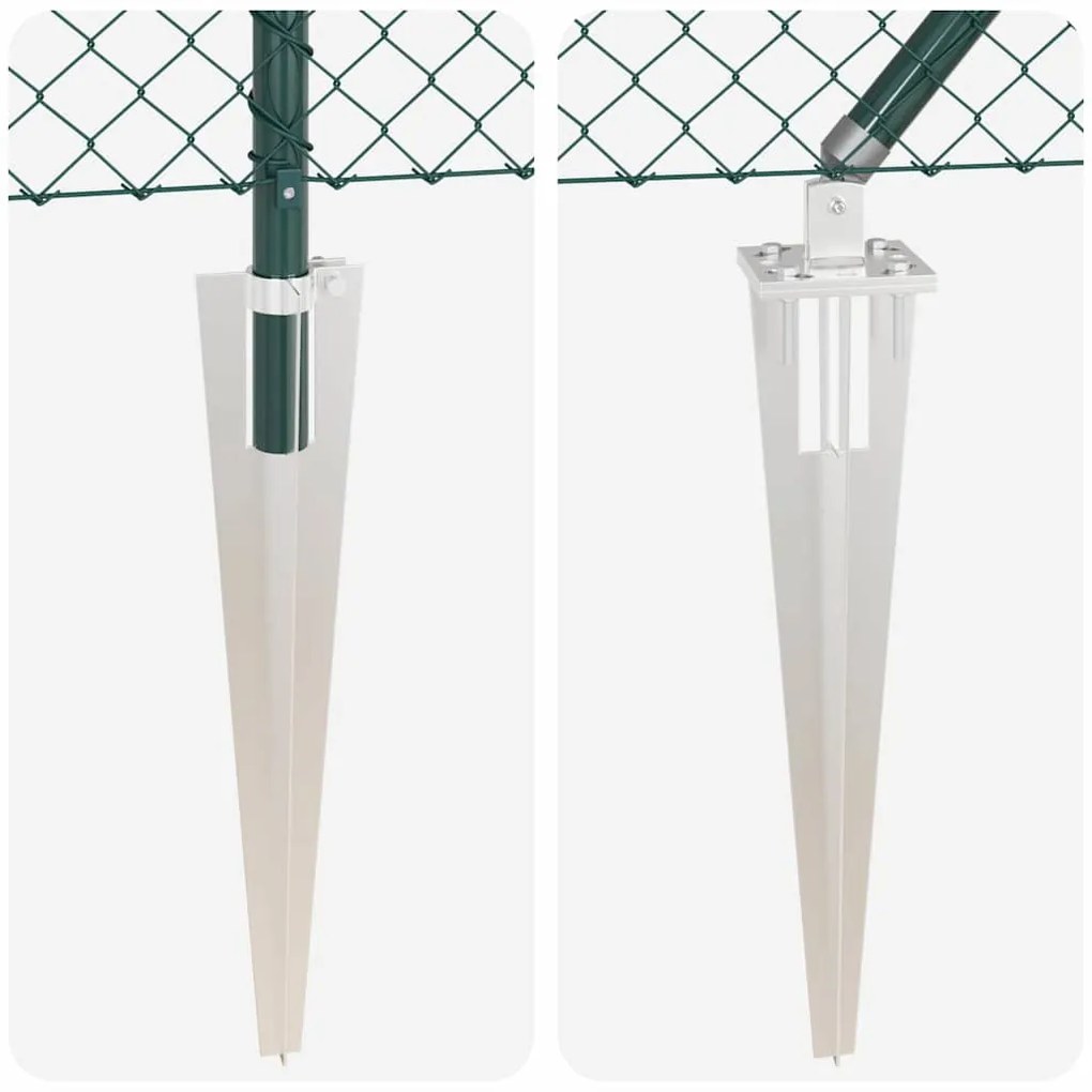 Conjunto de Postes de Cerca Verde 0.6 x 10 m Aço Galvanizado