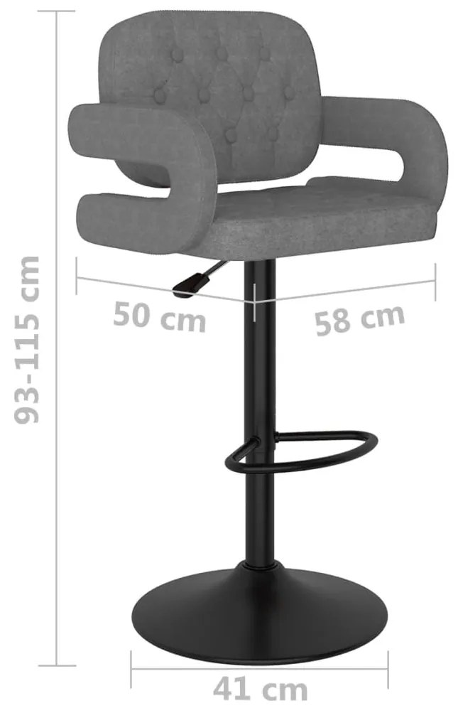 Bancos de bar 2 pcs tecido cinzento-claro