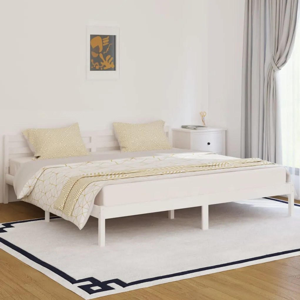 Estrutura de cama 200x200 cm pinho maciço branco