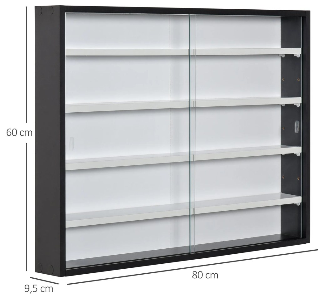 Vitrine de Parede de Madeira com Prateleiras Ajustáveis e 2 Portas Cor