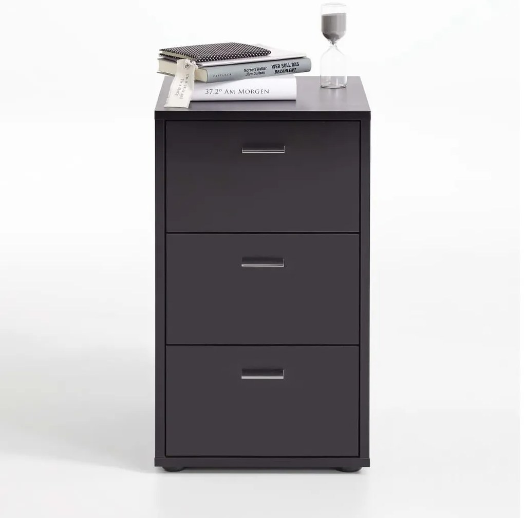 Mesa de cabeceira com 3 gavetas preto