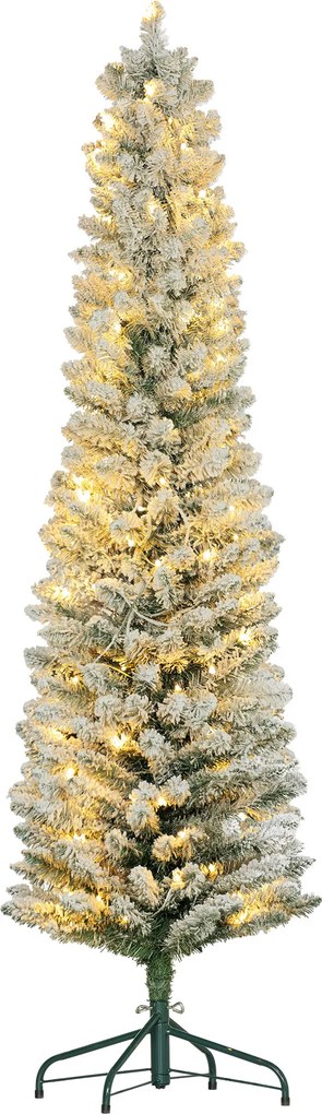 HOMCOM Árvore de Natal 180 cm Árvore de Natal Artificial Nevada com 150 Luzes LED 329 Ramos e Suporte de Metal Verde e Branco | Aosom Portugal