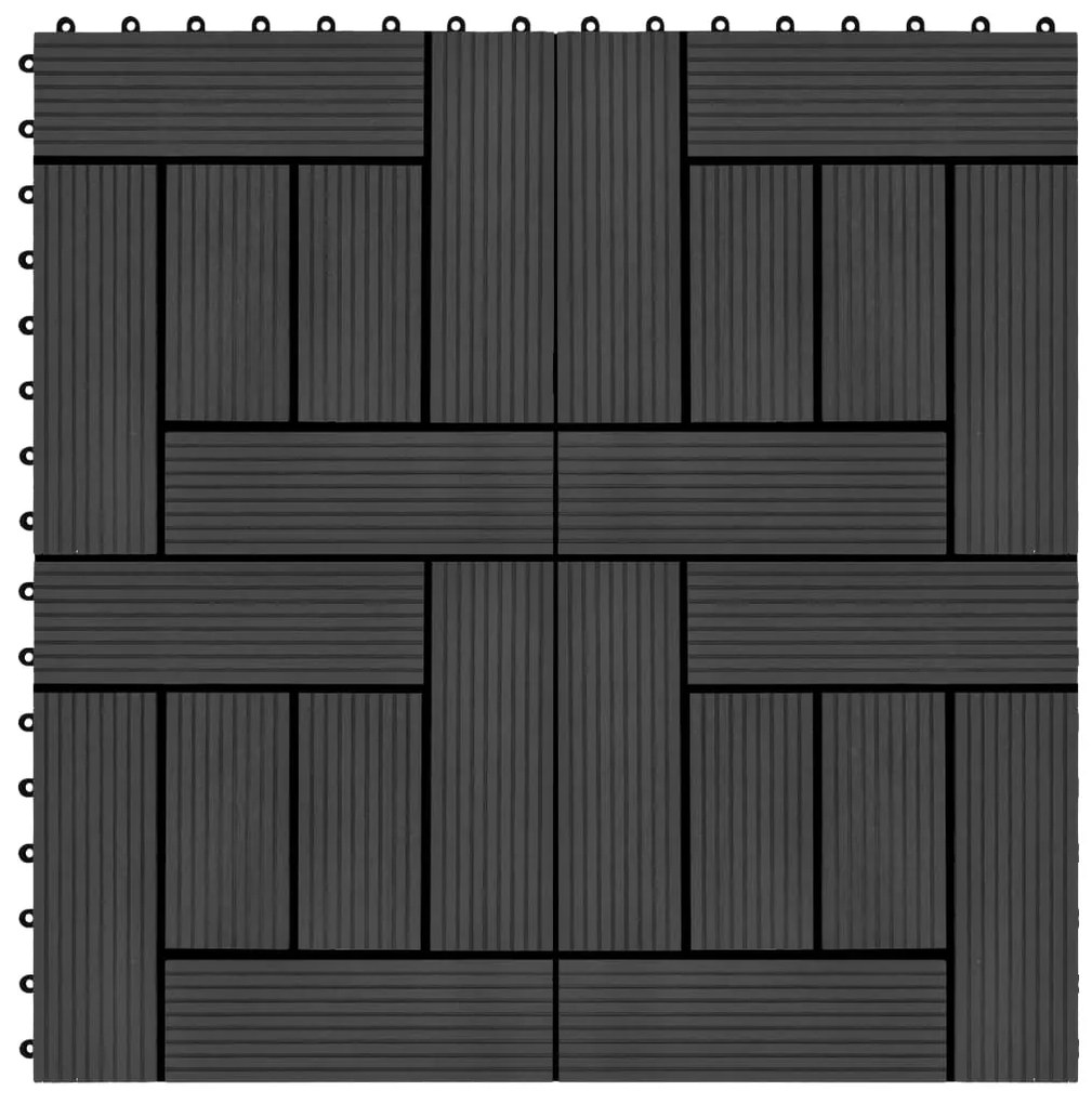 277803 vidaXL Ladrilhos de pavimento 22 pcs WPC 2m² 30x30 cm preto