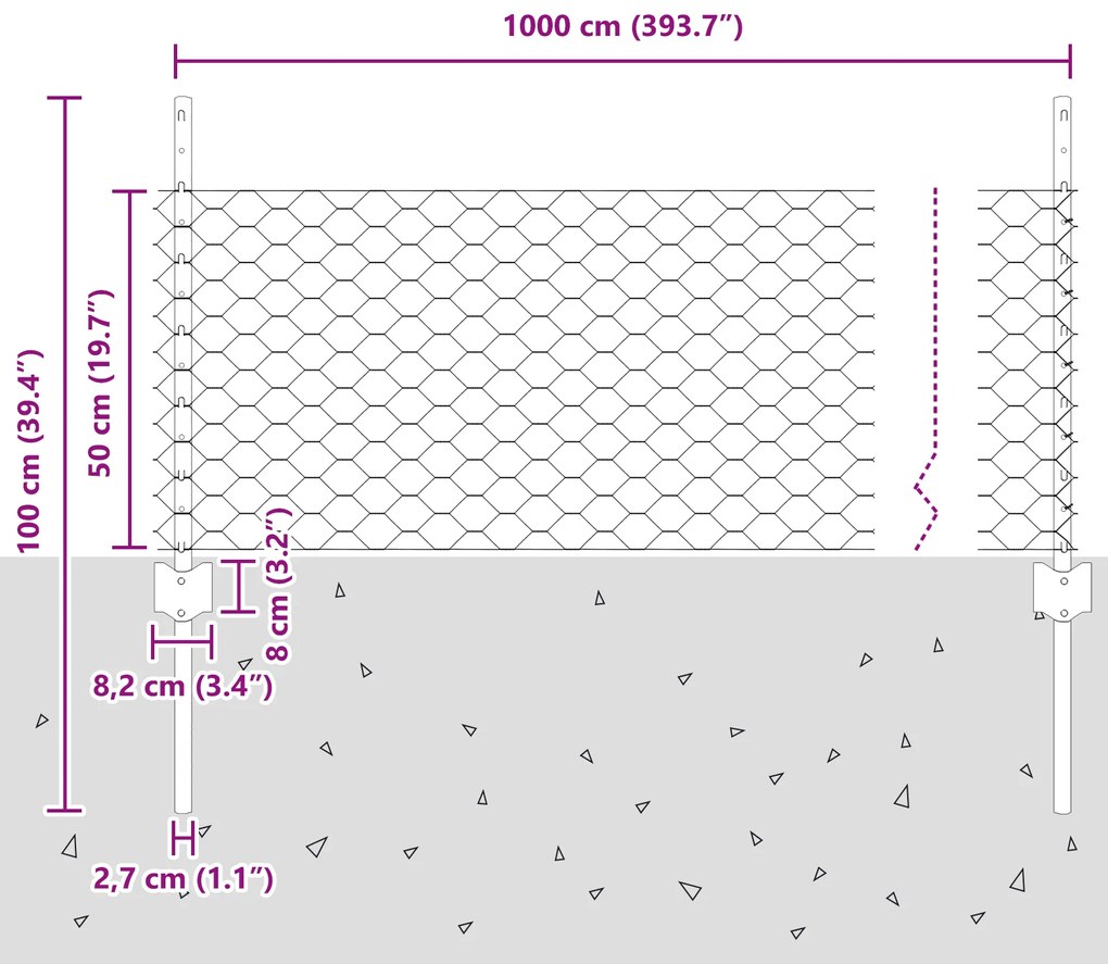 Postes de Cerca vidaXL 5 pcs U-Channel 60 cm Aço Galvanizado, Cerca He