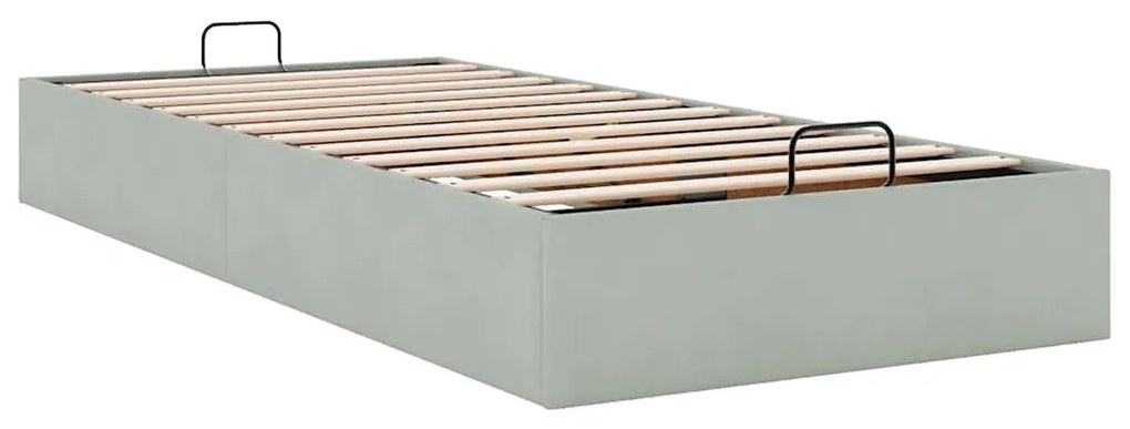 Otomano Bed Frame No Colchão Cinzento Claro 80x200 cm Veludo