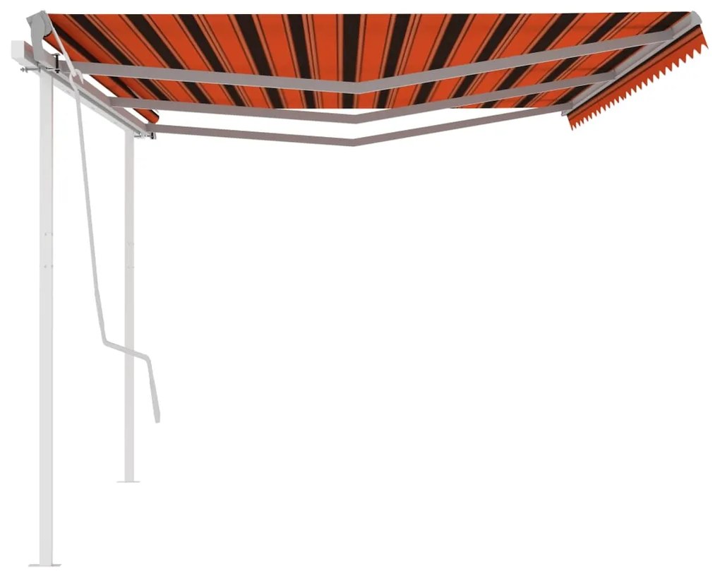 Toldo retrátil manual com postes 6x3 m laranja e castanho