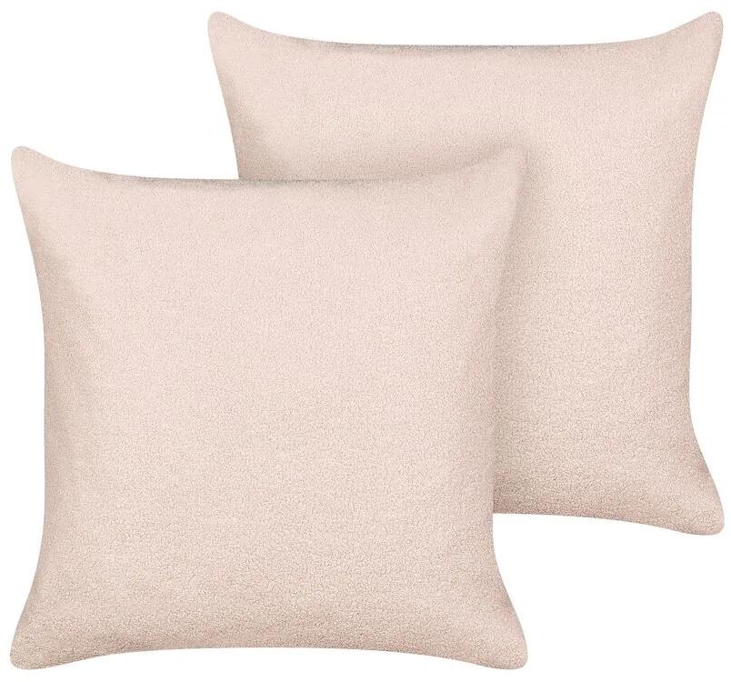 Conjunto de 2 almofadas decorativas em tecido rosa 60 x 60 cm LEUZEA Beliani
