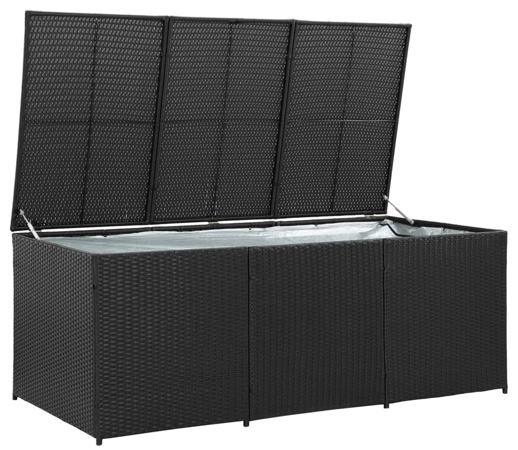 Caixa de arrumação para jardim 180x90x70 cm vime PE preto