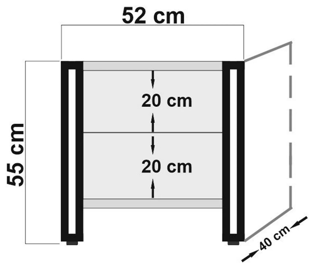 Mesa de Cabeceira Cosmo – Pinho Atlântico Preto – 52x55x40 cm