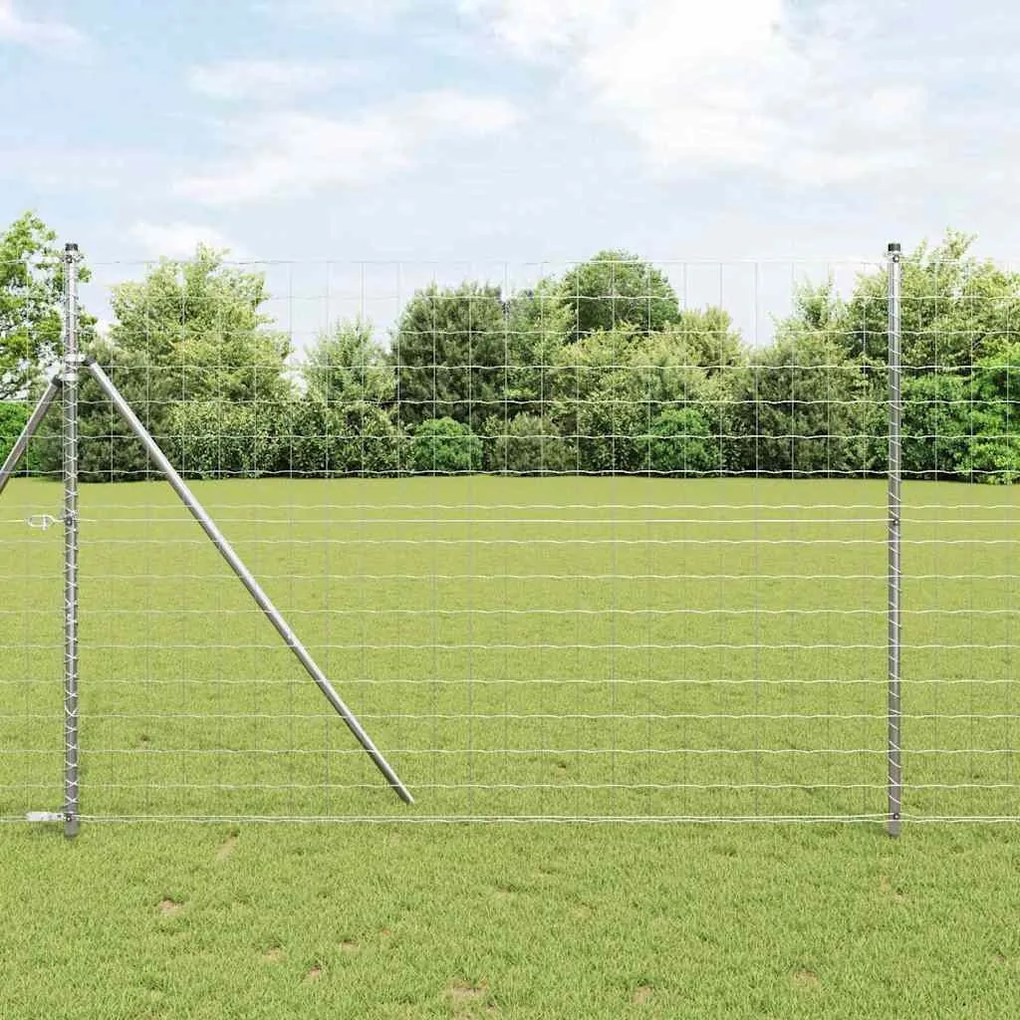 vidaXL Cerca Euro da com 7 postes, 1,5 x 10m em aço galvanizado