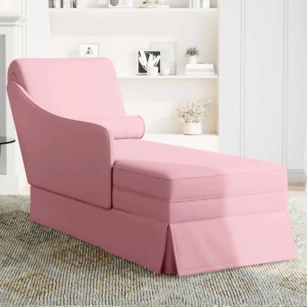 Chaise lounge c/ reforço/apoio de braços direito veludo rosa