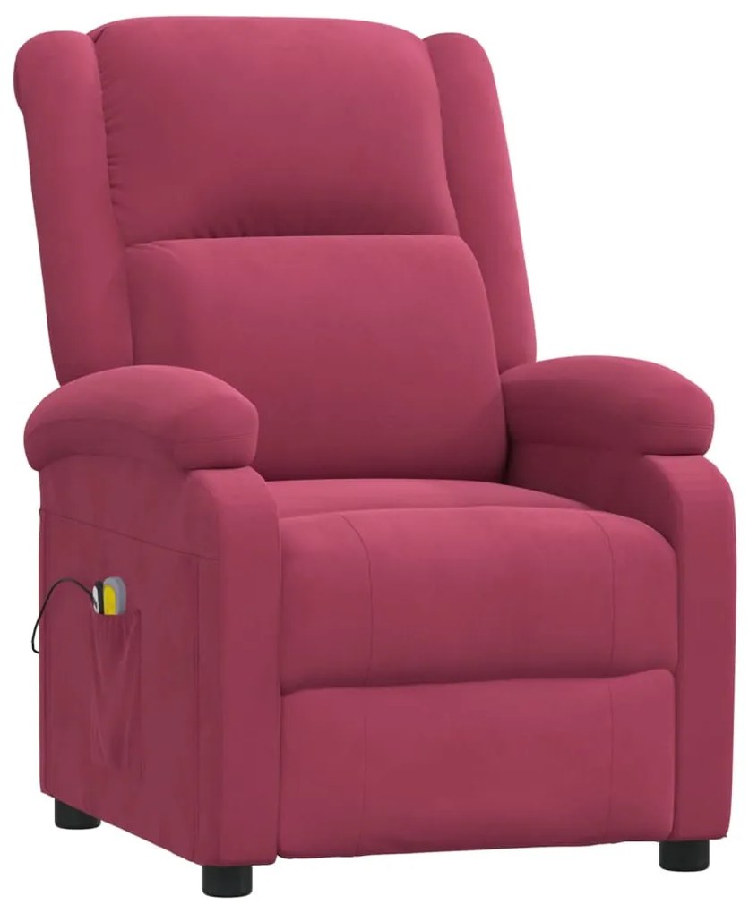 Poltrona de massagens elétrica veludo vermelho tinto