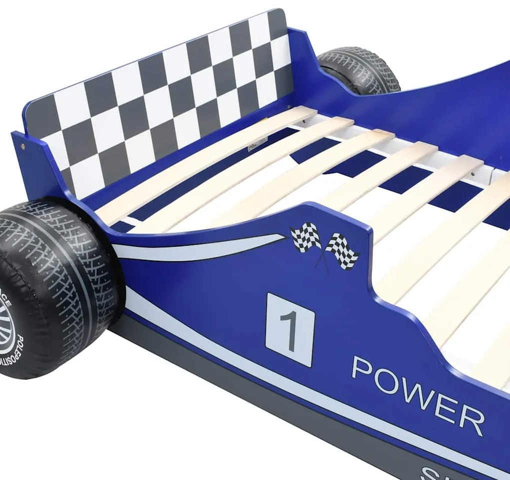 Cama carro de corrida para crianças 90x200 cm azul
