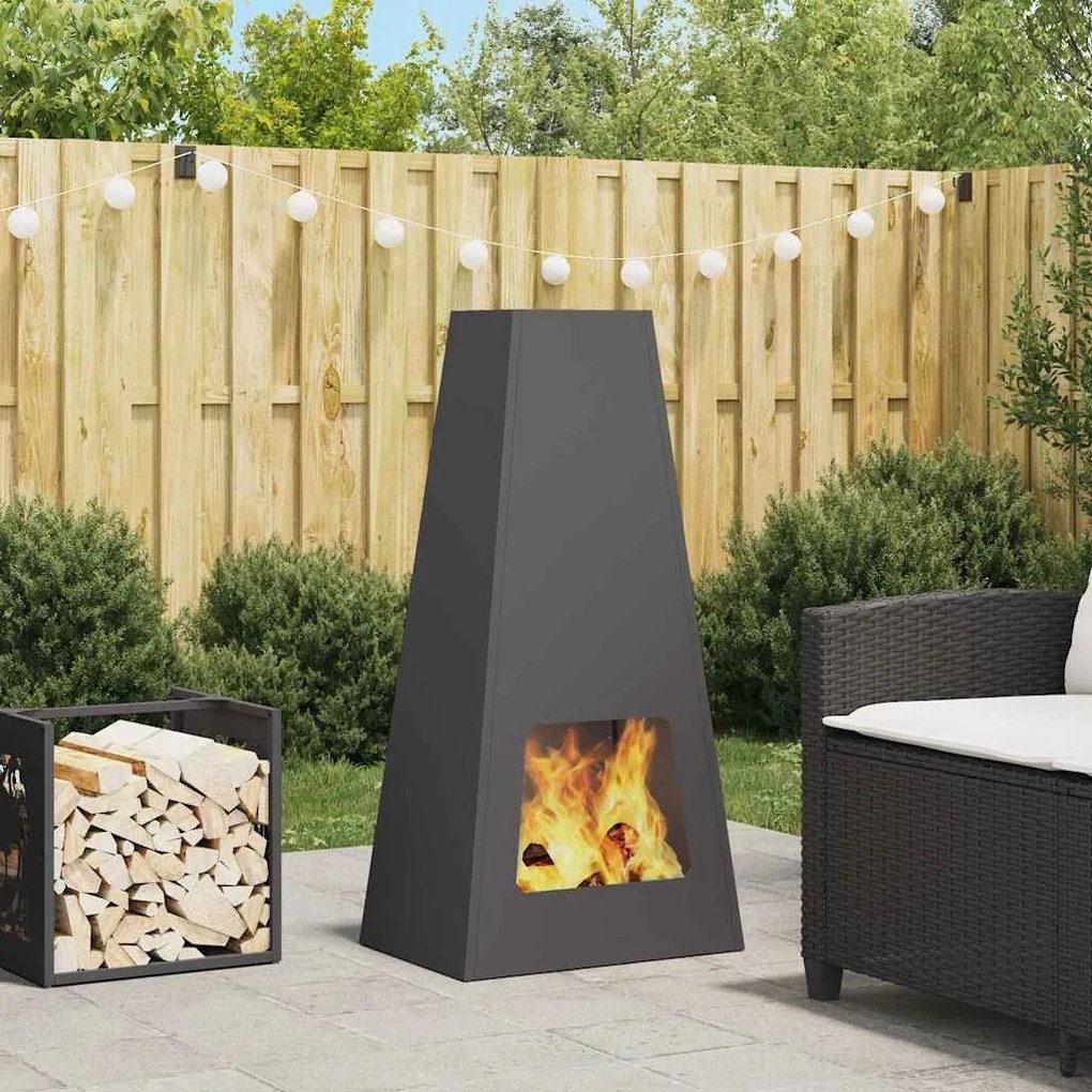 vidaXL Fire Pit Preto 50 x 35 x 100 cm Aço