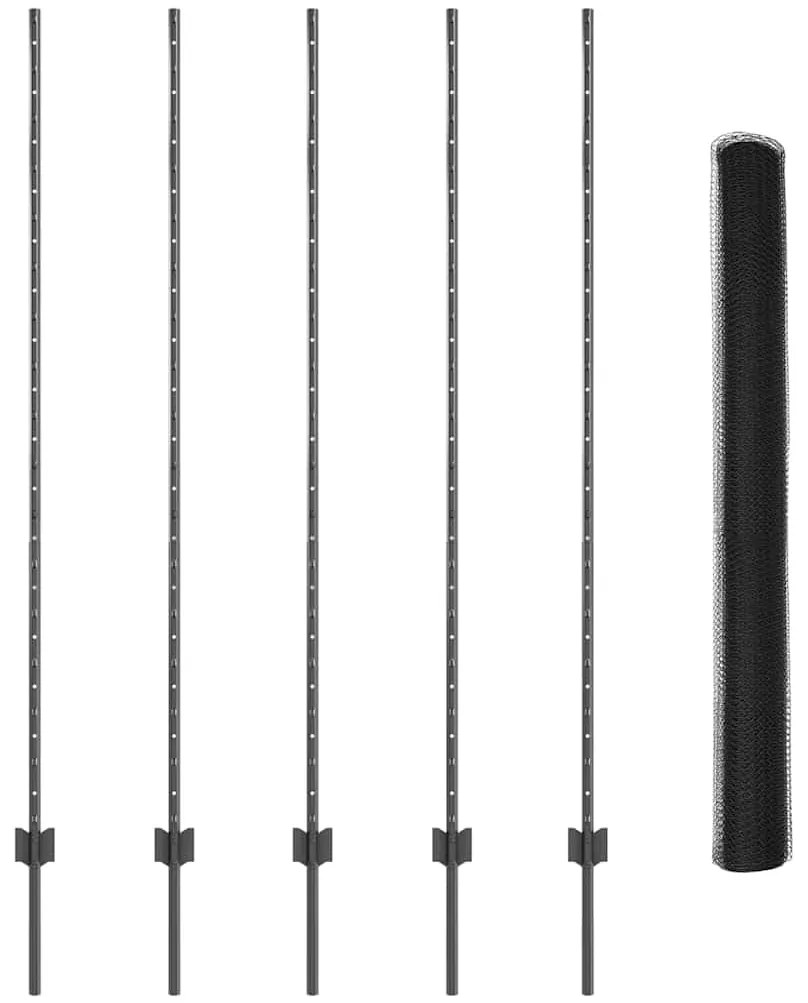 Postes de Cerca vidaXL 10 pcs U-Channel Cinza 150 cm Aço
